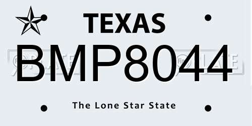BMP8044 Texas License Plate