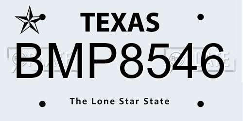 BMP8546 Texas License Plate