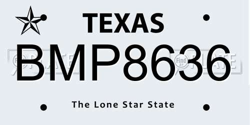 BMP8636 Texas License Plate