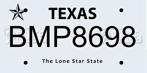 BMP8698 Texas License Plate