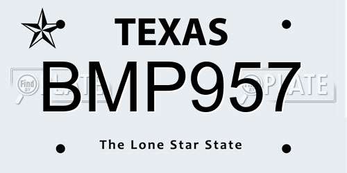 BMP957 Texas License Plate