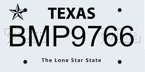 BMP9766 Texas License Plate