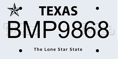 BMP9868 Texas License Plate