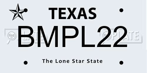 BMPL22 Texas License Plate