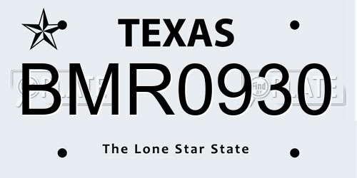 BMR0930 Texas License Plate