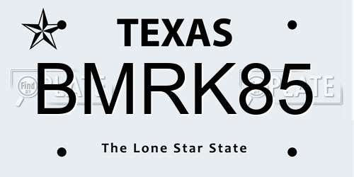 BMRK85 Texas License Plate
