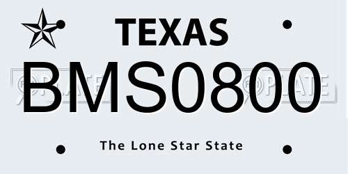 BMS0800 Texas License Plate