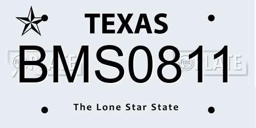 BMS0811 Texas License Plate