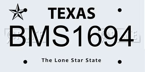 BMS1694 Texas License Plate
