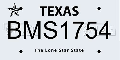 BMS1754 Texas License Plate