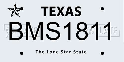 BMS1811 Texas License Plate