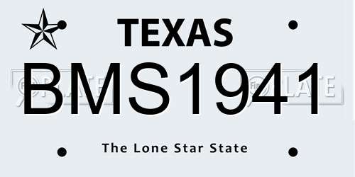 BMS1941 Texas License Plate