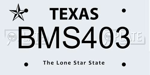 BMS403 Texas License Plate