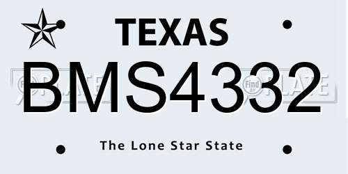BMS4332 Texas License Plate