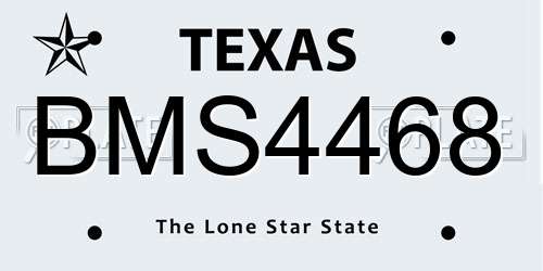 BMS4468 Texas License Plate