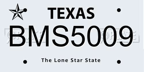 BMS5009 Texas License Plate