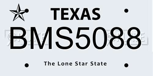 BMS5088 Texas License Plate