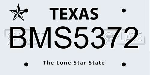 BMS5372 Texas License Plate