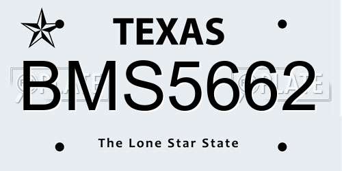 BMS5662 Texas License Plate