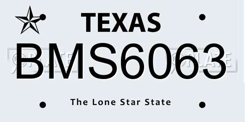 BMS6063 Texas License Plate