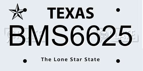 BMS6625 Texas License Plate
