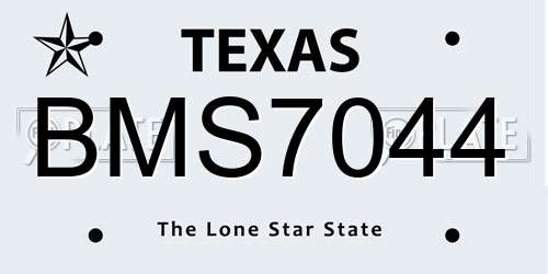 BMS7044 Texas License Plate