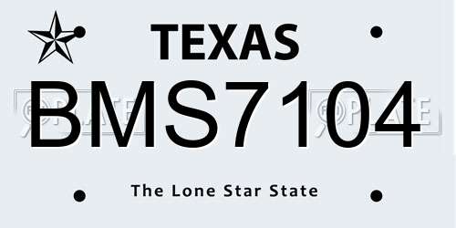 BMS7104 Texas License Plate