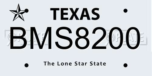 BMS8200 Texas License Plate
