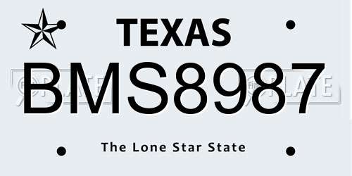 BMS8987 Texas License Plate