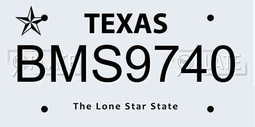 BMS9740 Texas License Plate