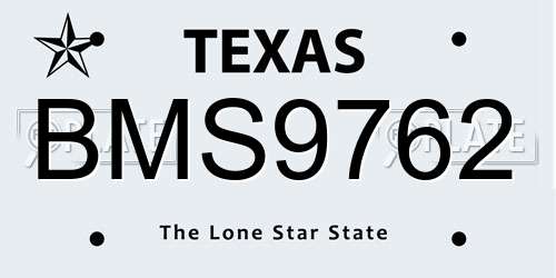 BMS9762 Texas License Plate