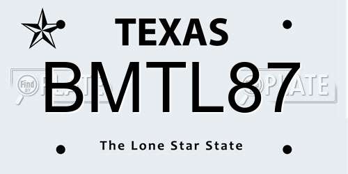 BMTL87 Texas License Plate