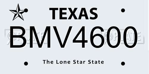 BMV4600 Texas License Plate