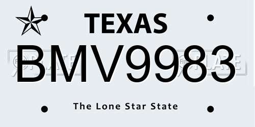BMV9983 Texas License Plate