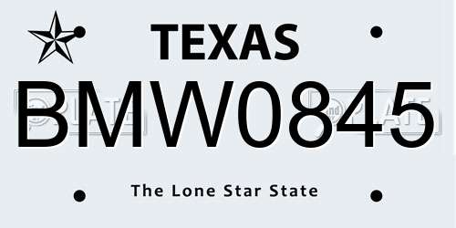 BMW0845 Texas License Plate