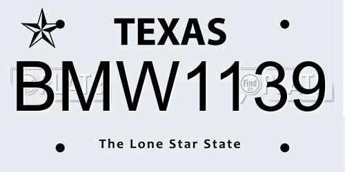 BMW1139 Texas License Plate