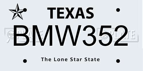 BMW352 Texas License Plate