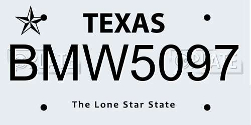 BMW5097 Texas License Plate