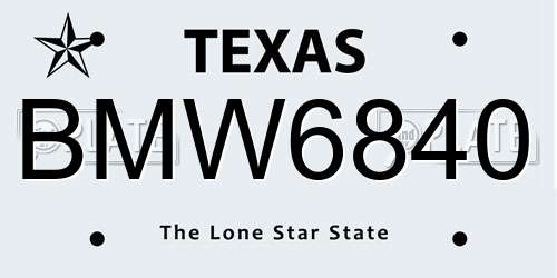 BMW6840 Texas License Plate