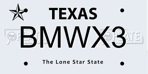 BMWX3 Texas License Plate