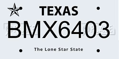 BMX6403 Texas License Plate