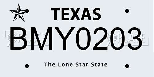BMY0203 Texas License Plate