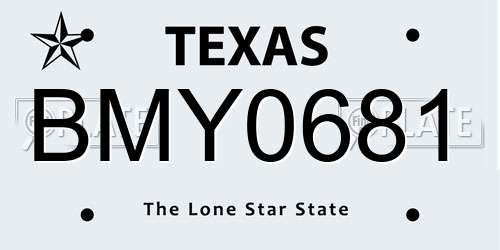 BMY0681 Texas License Plate