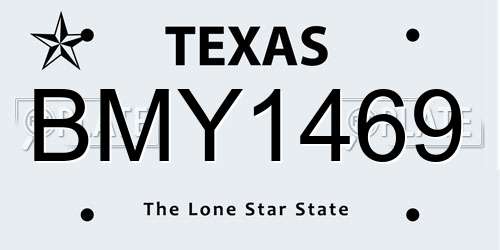 BMY1469 Texas License Plate
