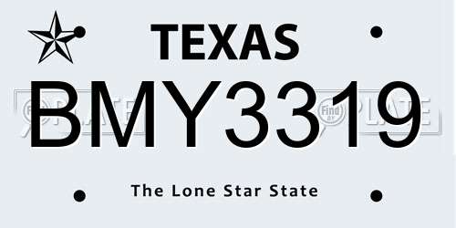 BMY3319 Texas License Plate