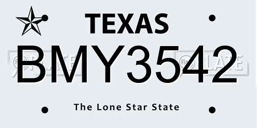 BMY3542 Texas License Plate
