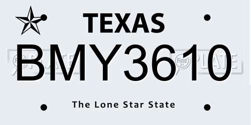 BMY3610 Texas License Plate