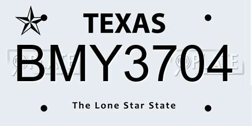 BMY3704 Texas License Plate