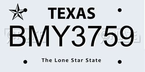 BMY3759 Texas License Plate