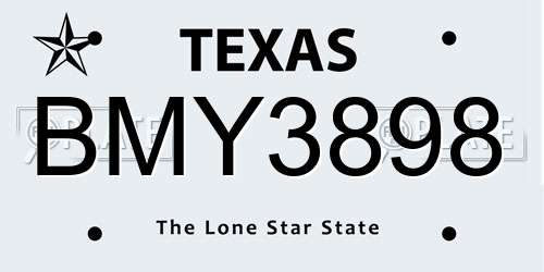 BMY3898 Texas License Plate